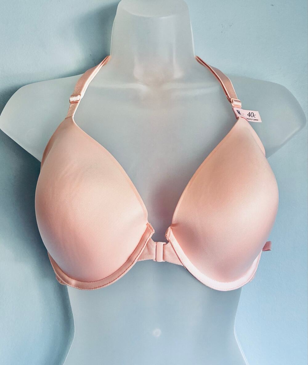 Victoria's Secret Bra 40C Pink Front Closure Lace Back NWT